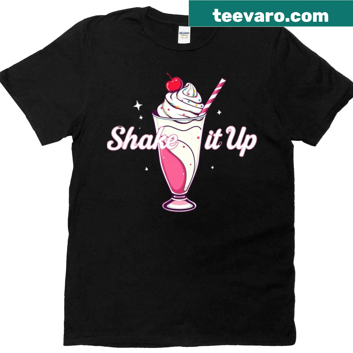 Nostalgic milkshake graphic on vintage-style T-shirt — on a men's t-shirt