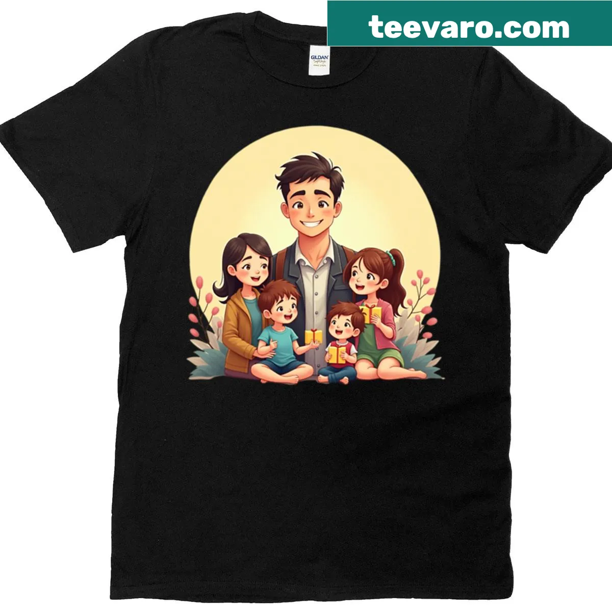 Father and child silhouette design on a t-shirt — on a men's t-shirt