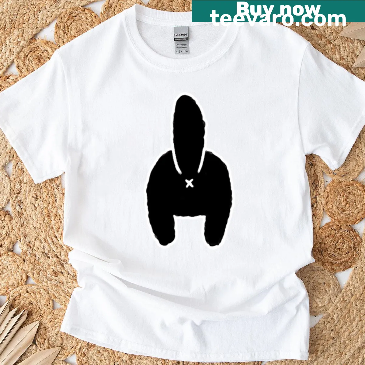 Cute black cat butt illustration t-shirt — on a men's t-shirt