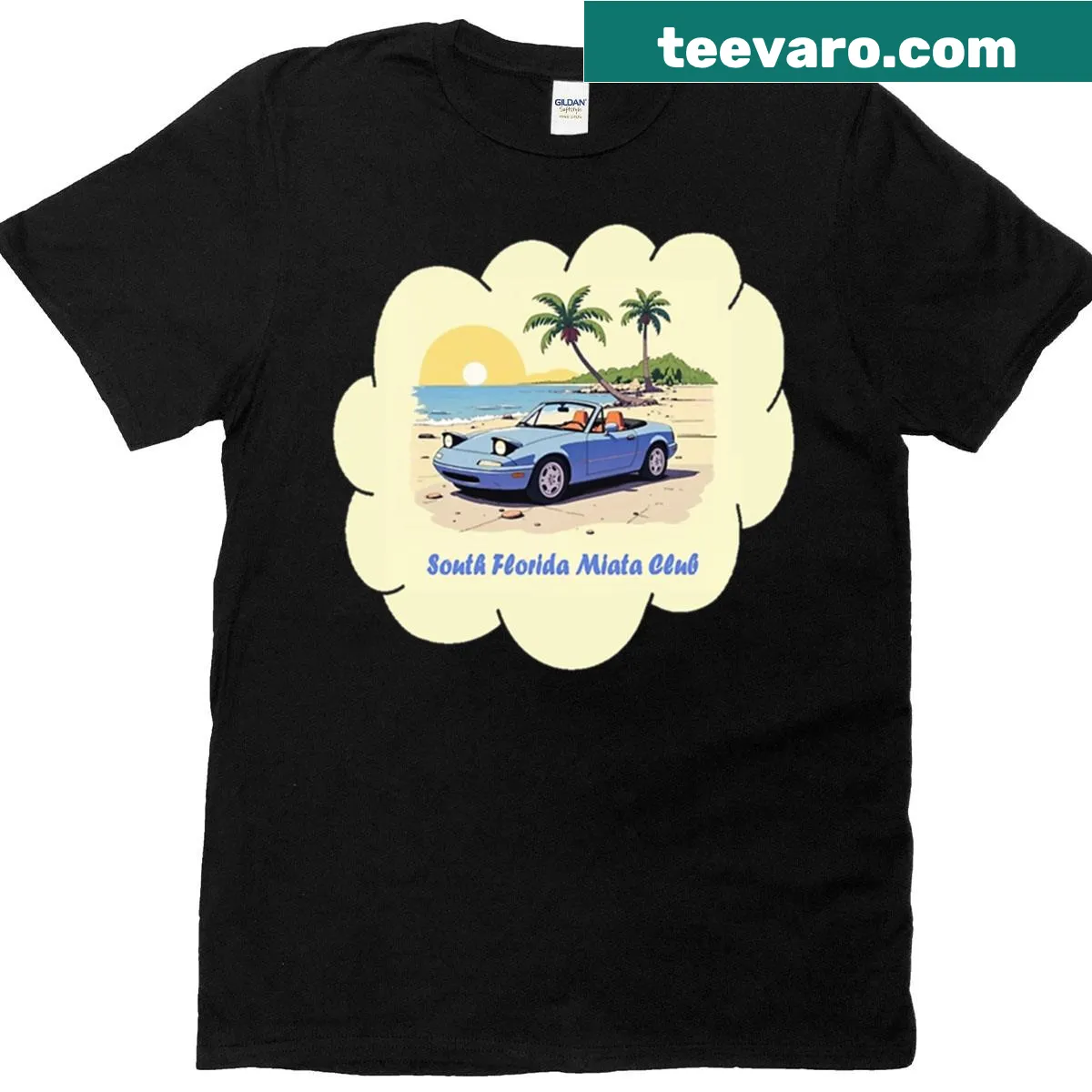 Silhouette of a Miata with South Florida Miata Club text — on a men's t-shirt