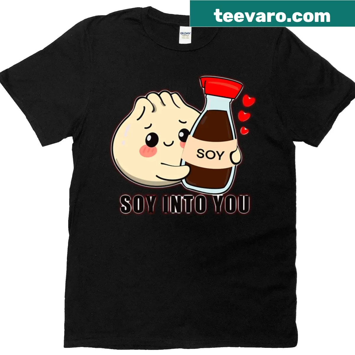Kawaii dumpling illustration with 'Soy Into You' text — on a men's t-shirt