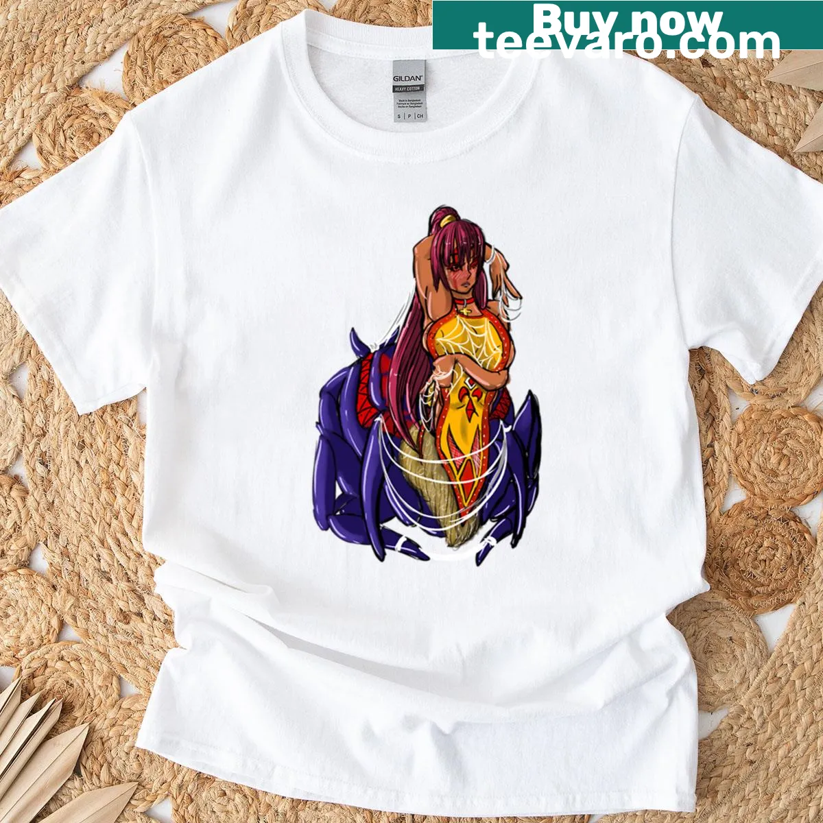 Cartoon spider superhero graphic on t-shirt — on a men's t-shirt