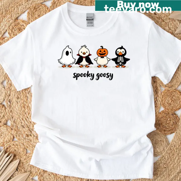 Cartoon spooky goose design for Halloween on t-shirt
