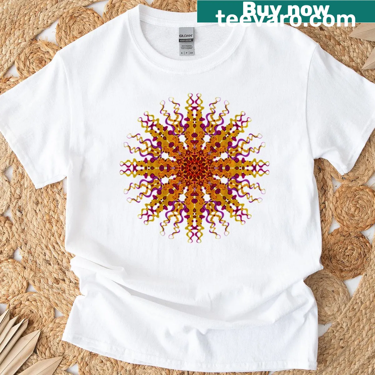 Abstract squiggle star graphic on t-shirt — on a men's t-shirt