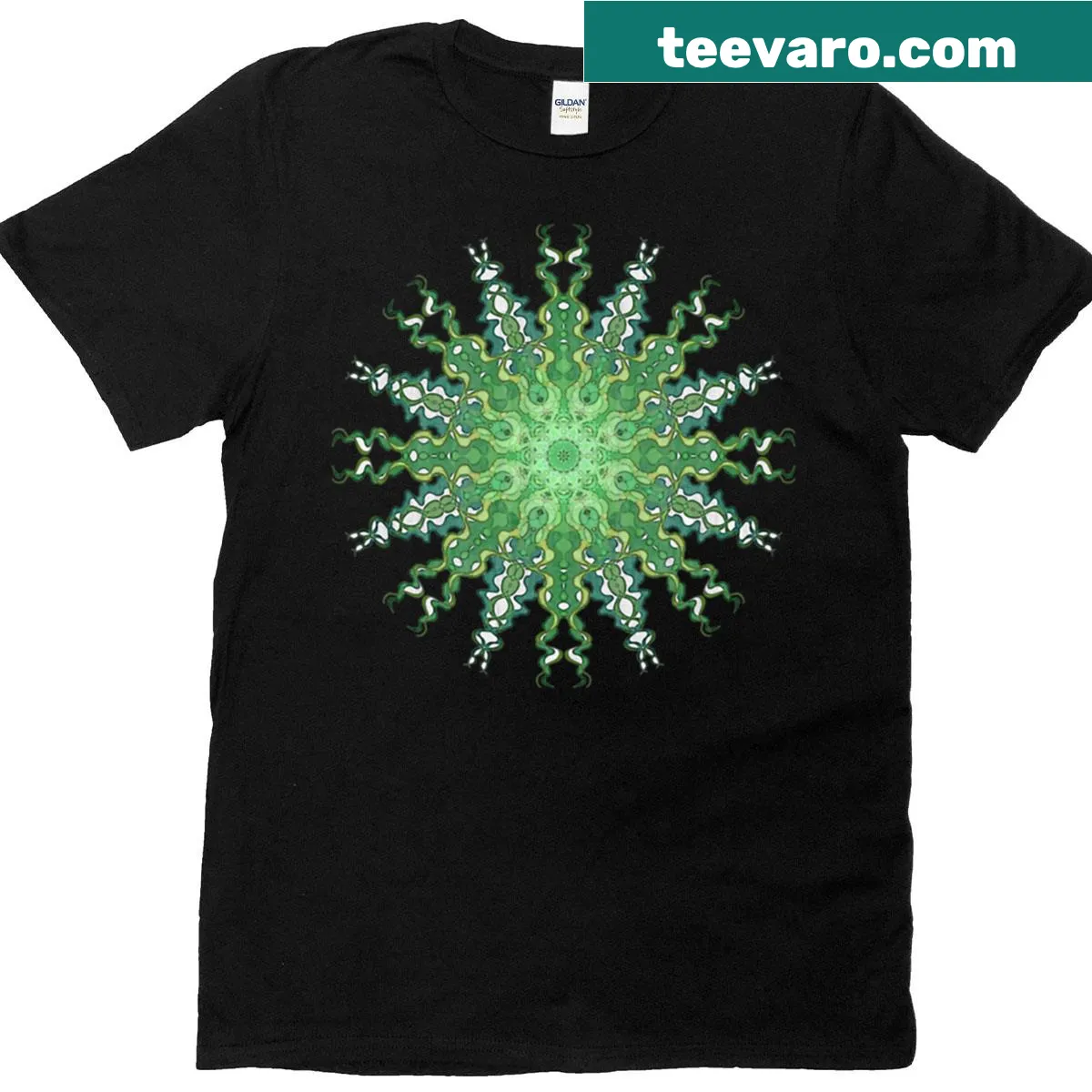 Minimalist squiggle star graphic T-shirt — on a men's t-shirt