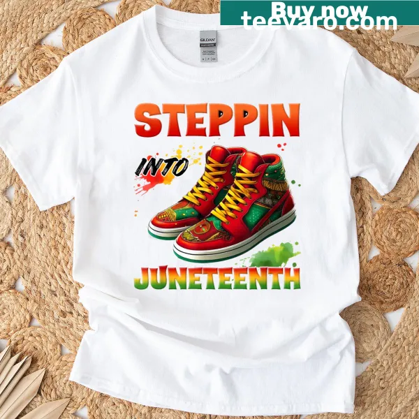 T-shirt celebrating Juneteenth with Afro African sneaker design