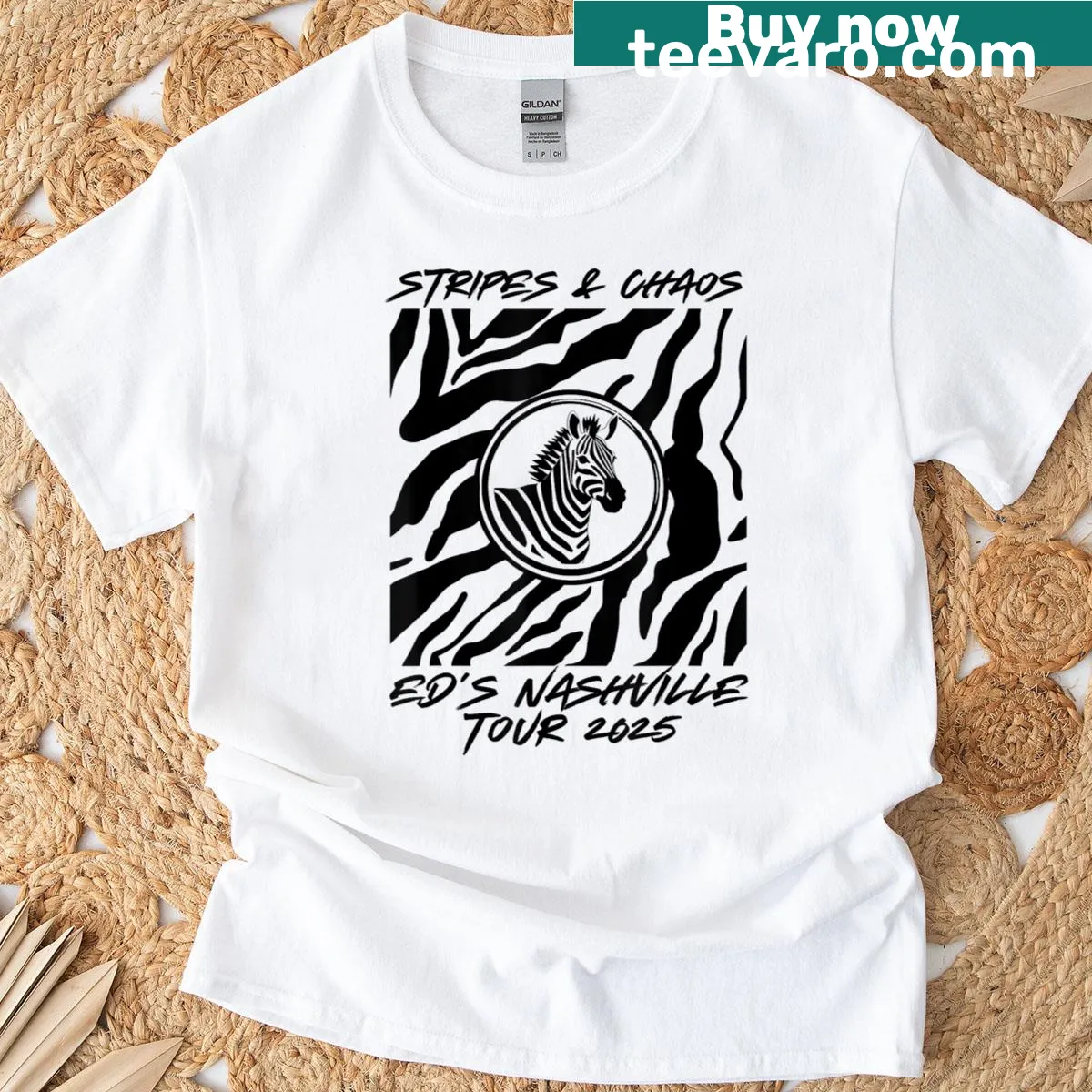 Zebra design t-shirt celebrating Eds Nashville Tour 2025 — on a men's t-shirt