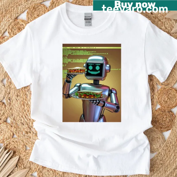 Funny T-shirt with geek humor 'Sudo Make Me A Sandwich'