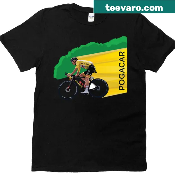 Modern graphic T-shirt celebrating Tadej Pogacar cycling