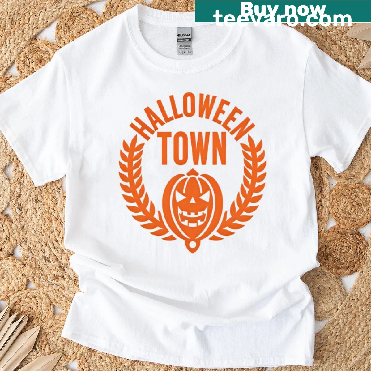 T-shirt featuring a spooky ghoul crest design — on a men's t-shirt