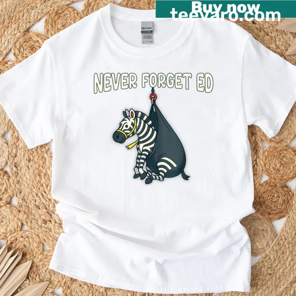 Whimsical t-shirt featuring Ed the zebra illustration