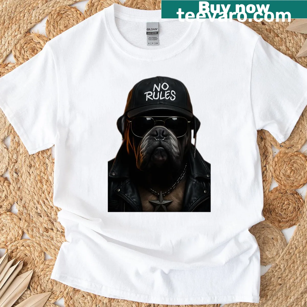 Urban graphic illustration of a tough Bulldog on a T-shirt — on a men's t-shirt