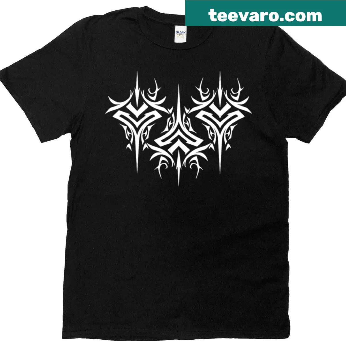 Antique pattern t-shirt featuring tribal tattoo design — on a men's t-shirt