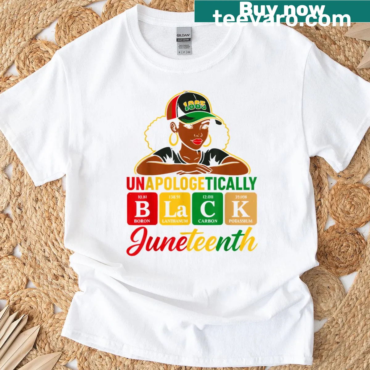 T-shirt with 'Unapologetically Black Woman' and Juneteenth text — on a men's t-shirt