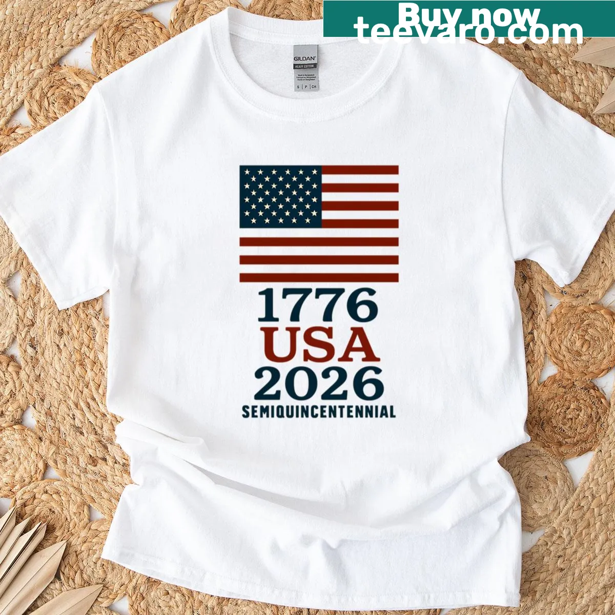 Patriotic design celebrating the USA Semiquincentennial on a T-shirt — on a men's t-shirt