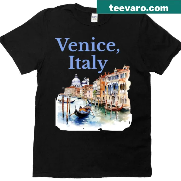 Watercolor cityscape t-shirt featuring Venice, Italy design