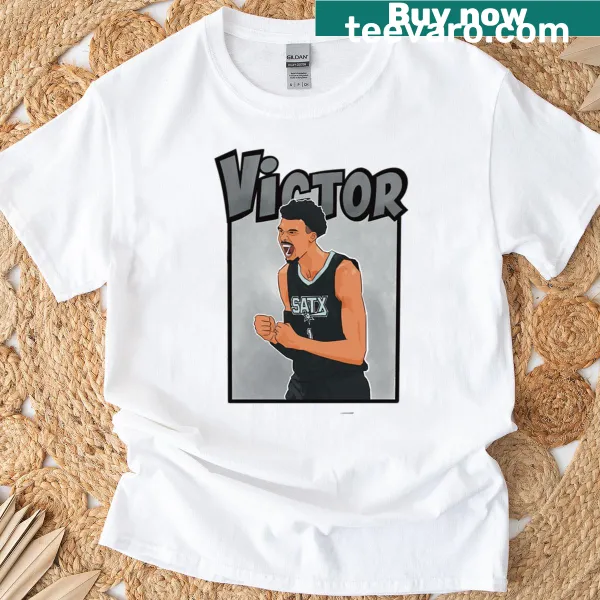 T-shirt featuring Victor Wembanyama with Spurs graphics