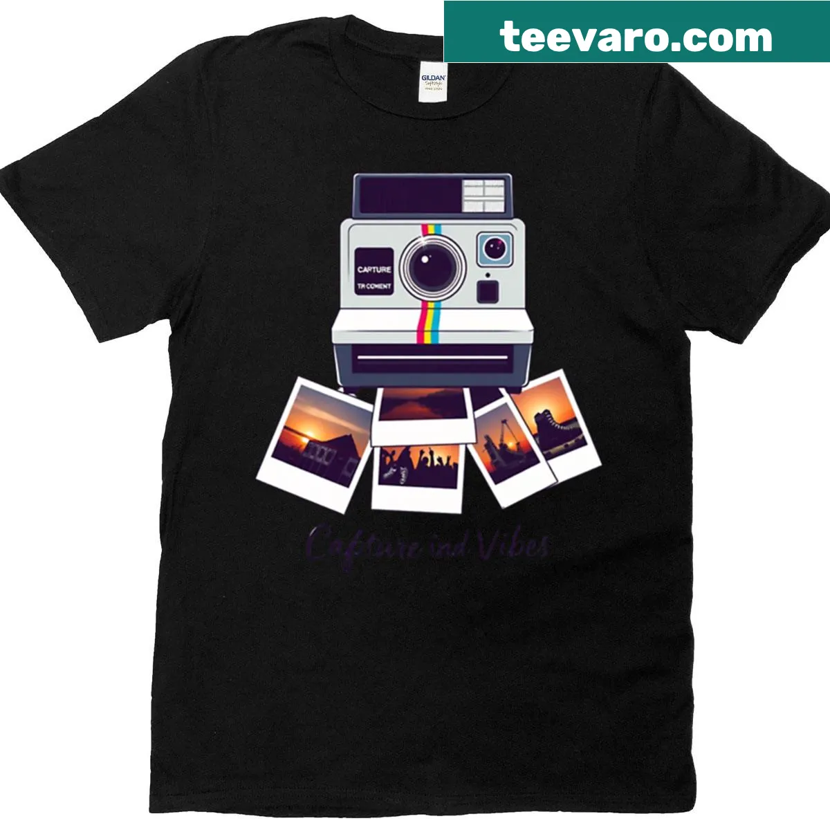 Vintage T-shirt featuring a distressed classic camera design — on a men's t-shirt
