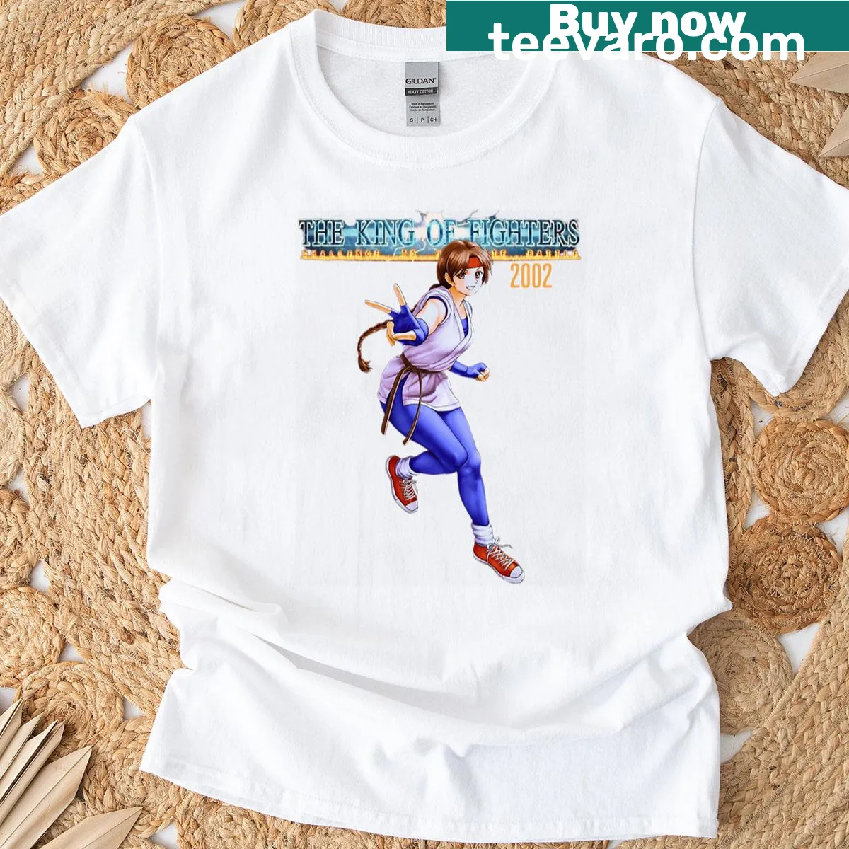 Graphic tee featuring Yuri Sakazaki in a powerful pose — on a men's t-shirt