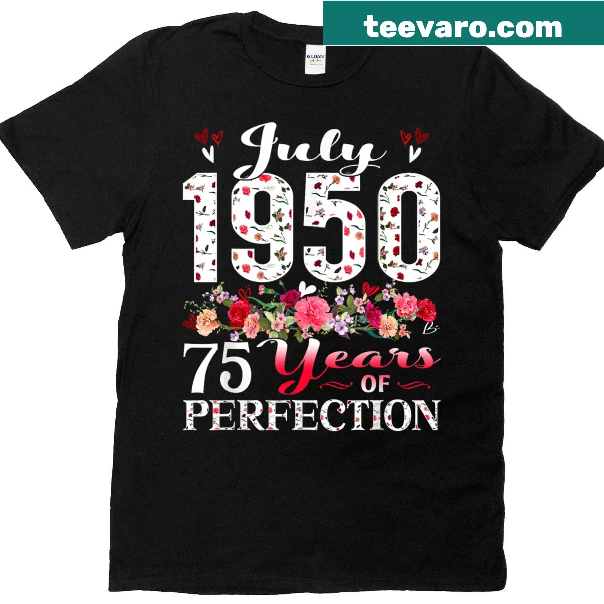 Floral design celebrating a 75th birthday — on a men's t-shirt