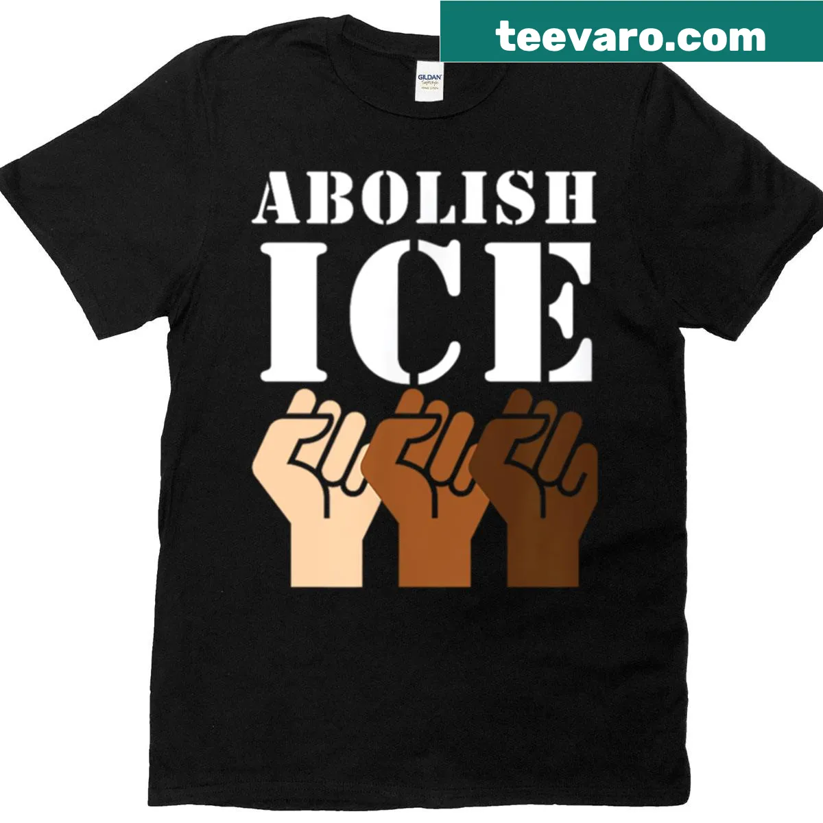 Bold statement shirt with text 'No Human Is Illegal' — on a men's t-shirt