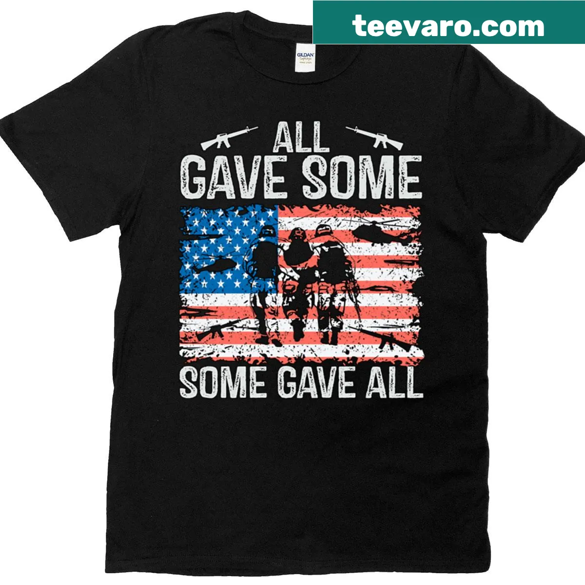 T-shirt with the phrase 'All Gave Some, Some Gave All' printed. — on a men's t-shirt