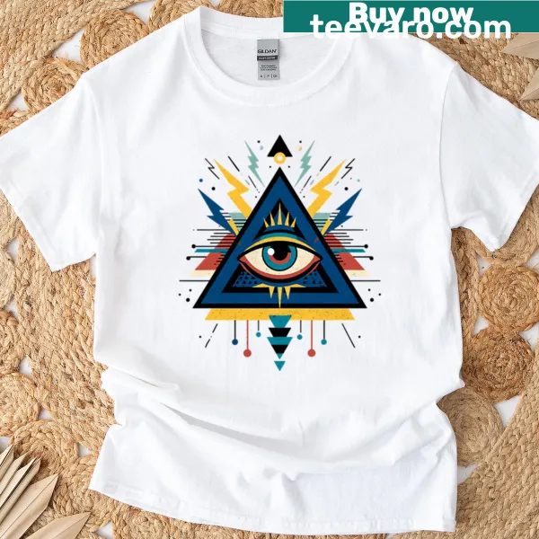 Graphic T-shirt featuring an all-seeing eye design within a triangle