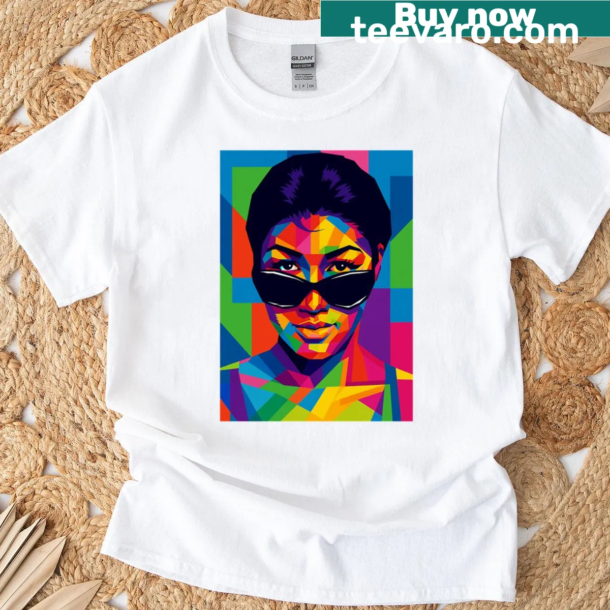 Oversized T-shirt featuring pop-art graphic of Aretha Franklin — on a men's t-shirt