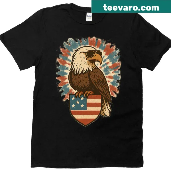 Oversized t-shirt featuring a bald eagle with sunglasses in vintage style