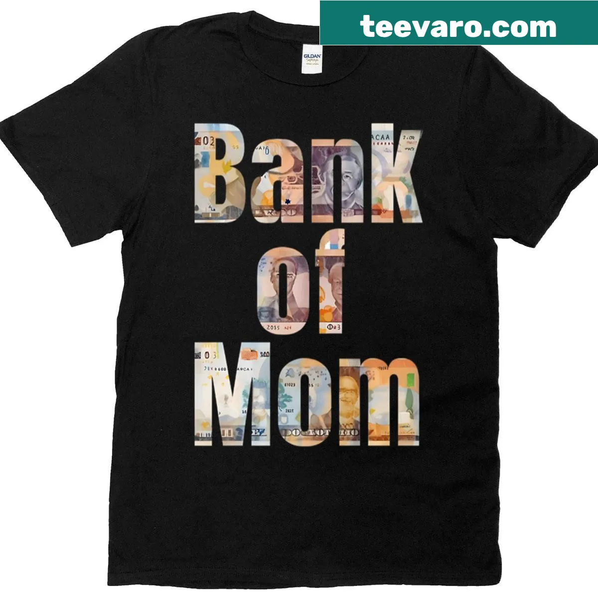 T-shirt with humorous text 'Bank of Mom' for dads. — on a men's t-shirt