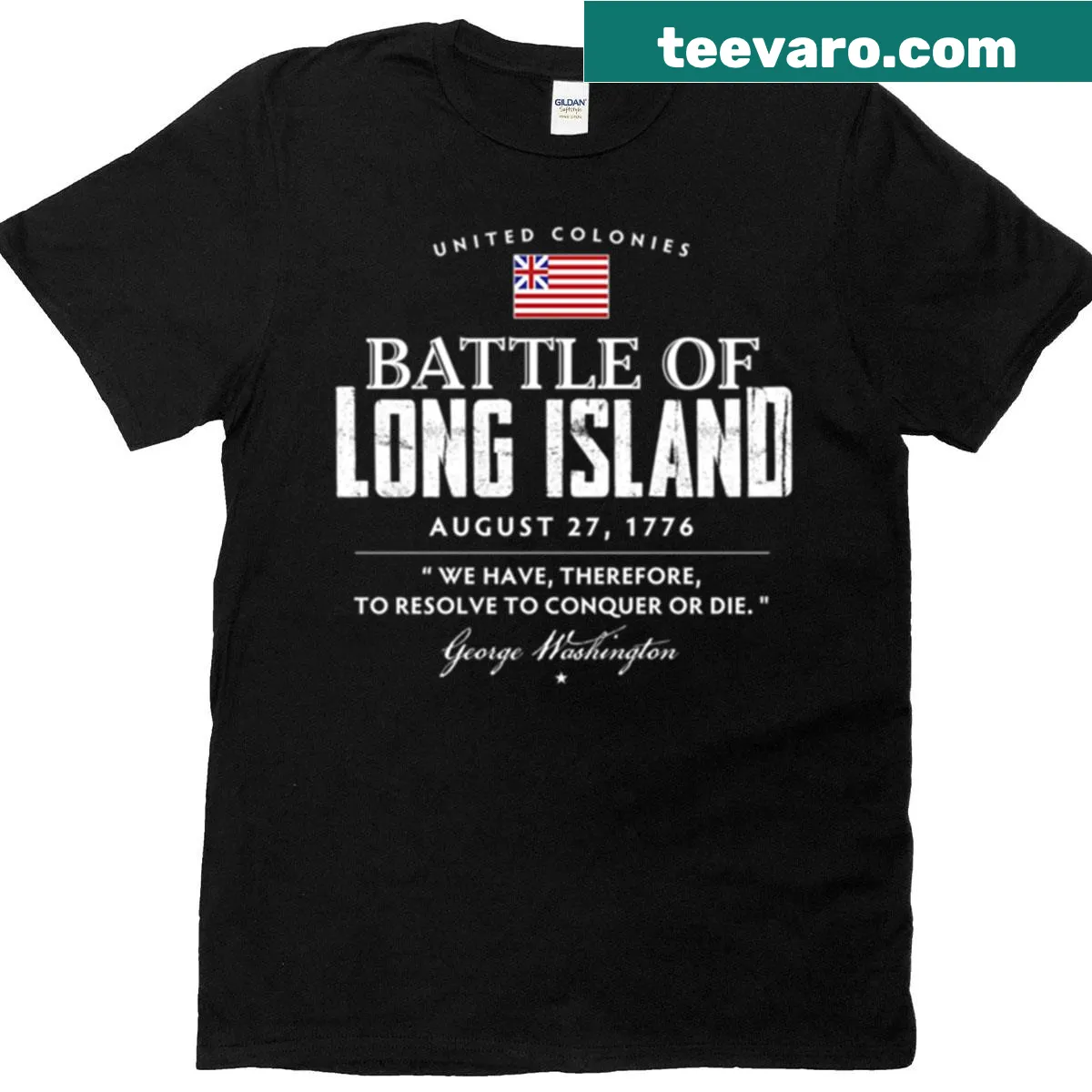 T-shirt featuring Battle of Long Island design — on a men's t-shirt