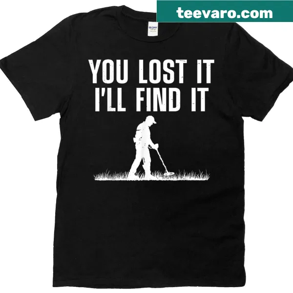 Metal detecting graphic T-shirt showcasing a detector and treasures