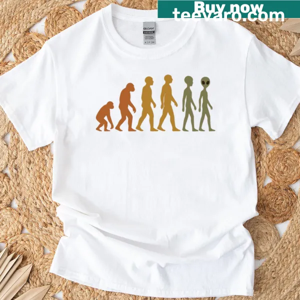 Alien transformation graphic on Beyond Human T-shirt