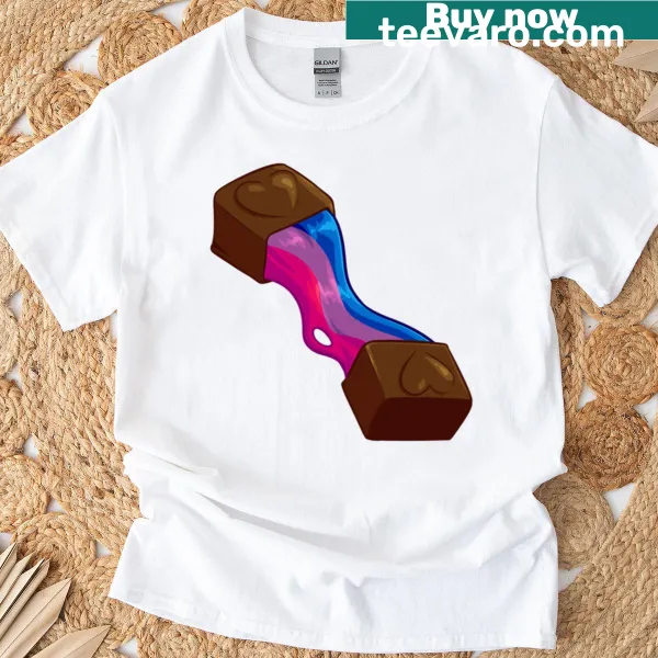 Oversized T-shirt featuring the bisexual flag and chocolate design