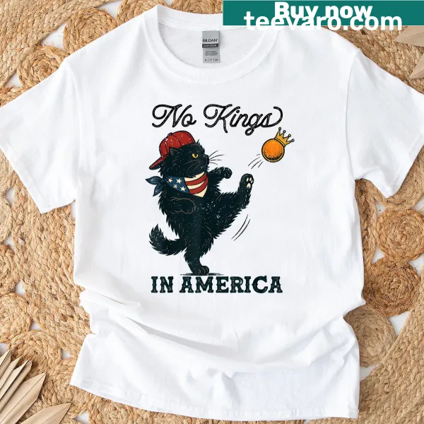 Vintage-style t-shirt with a black cat and political slogan