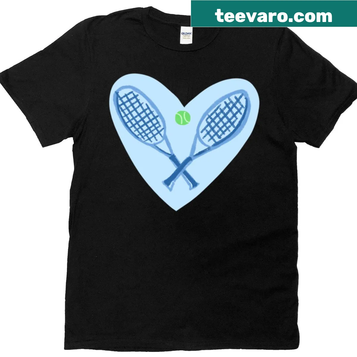 Tennis rackets forming a heart illustration T-shirt — on a men's t-shirt