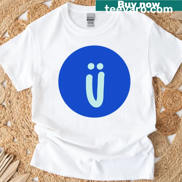Oversized T-shirt with a large blue smiley face print
