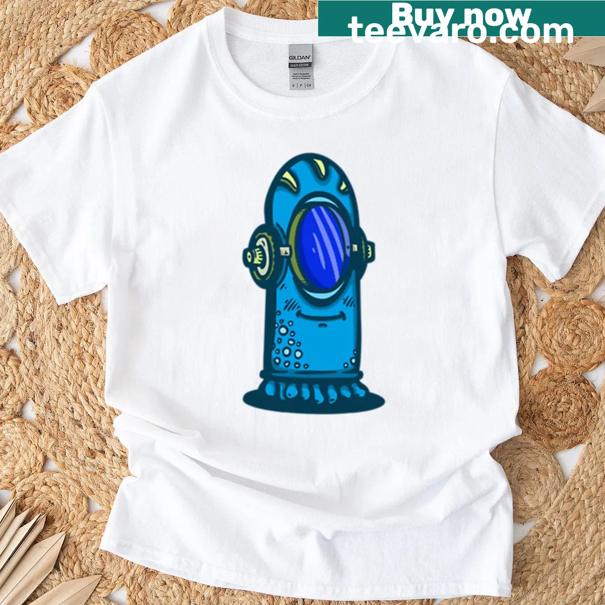 T-shirt featuring a playful robot graphic — on a men's t-shirt