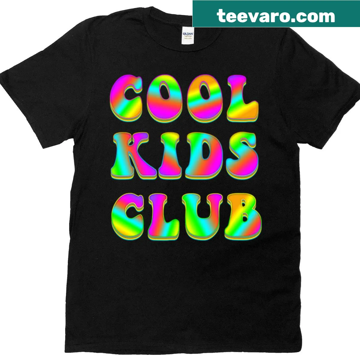 Cool Kids Club graphic T-shirt with fun lettering — on a men's t-shirt