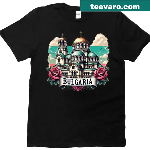 Illustration of a Bulgarian church on a T-shirt