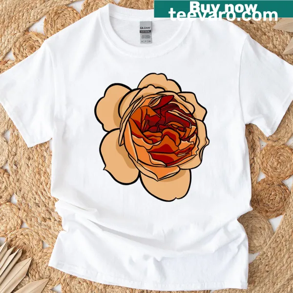 T-shirt featuring an illustration of a rose design