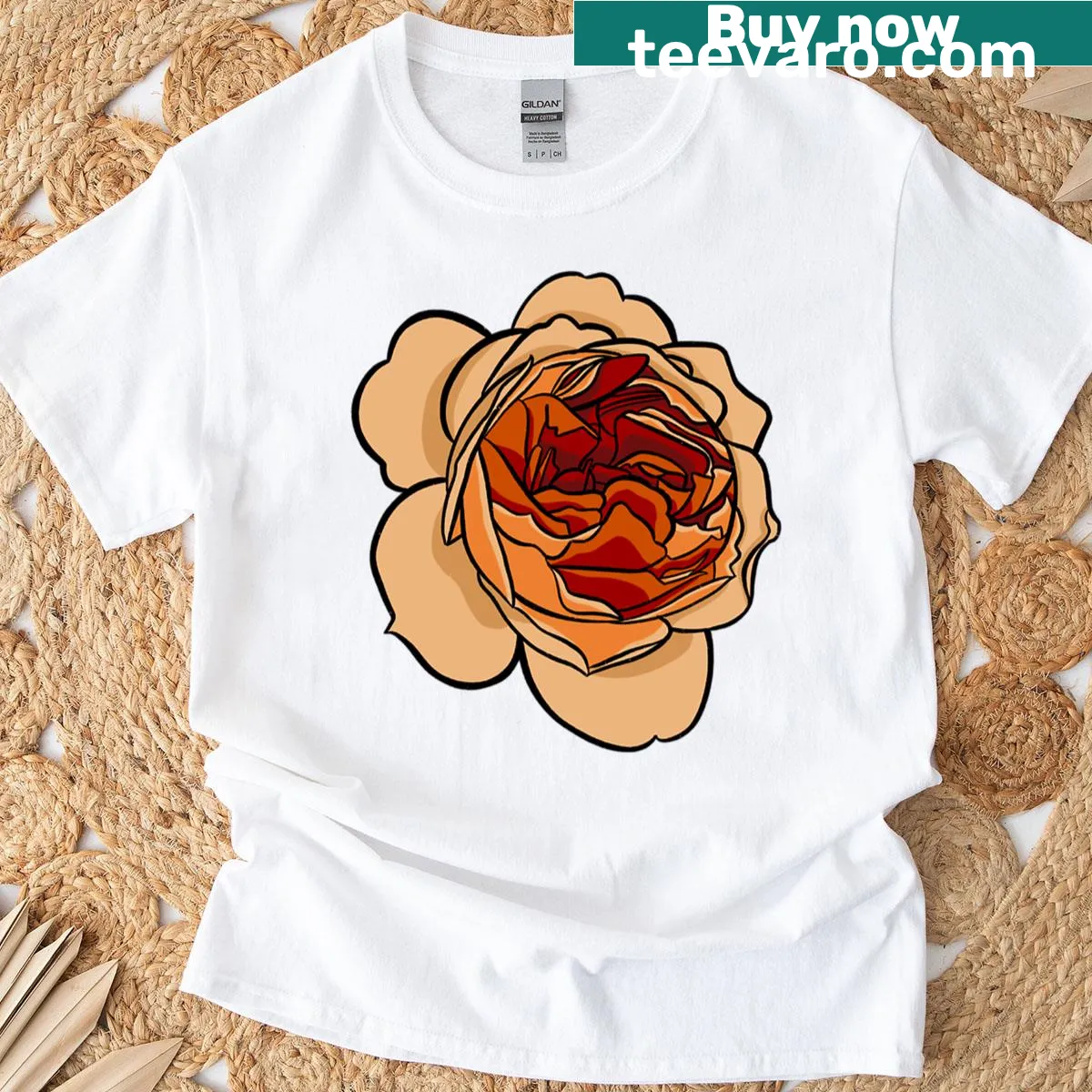 T-shirt featuring an illustration of a rose design — on a men's t-shirt