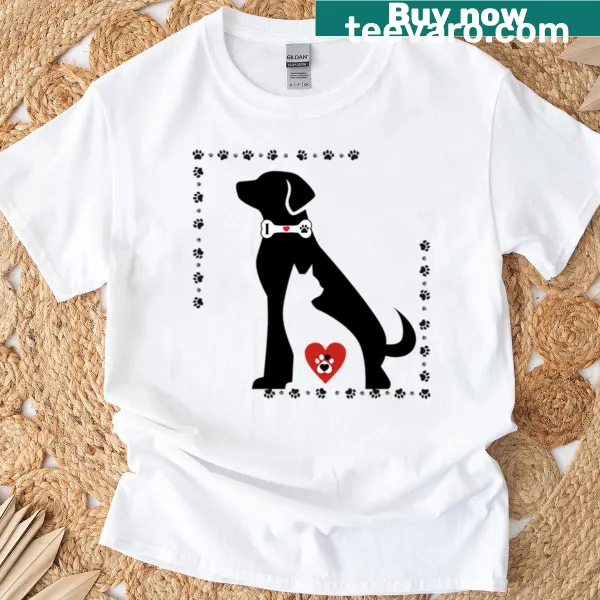 T-shirt featuring design for cat and dog lovers