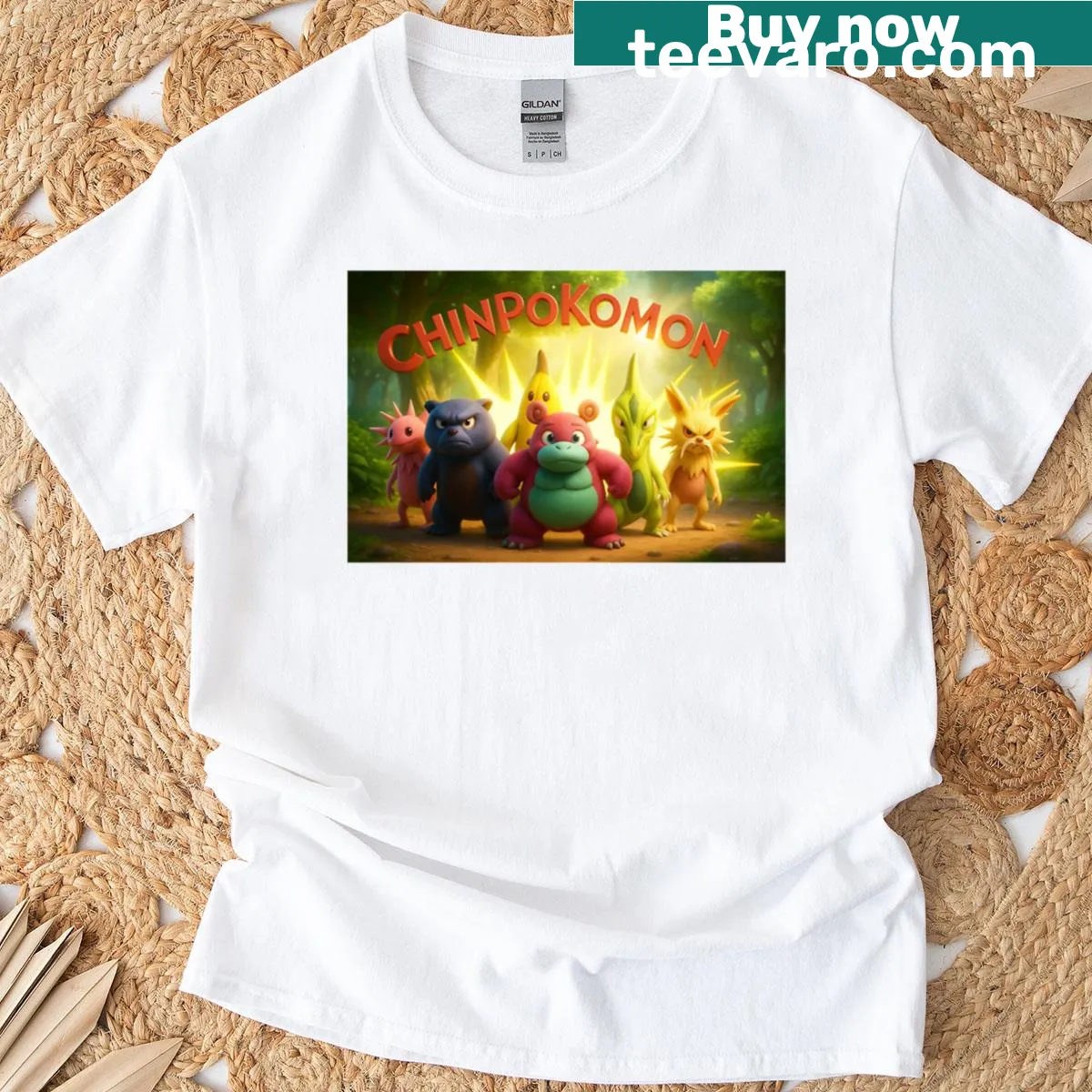 T-shirt featuring nostalgic Chinpokomon graphic — on a men's t-shirt
