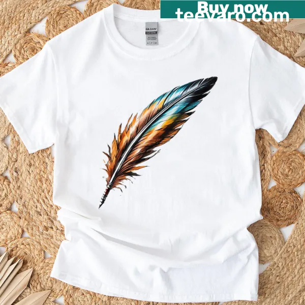 Oversized T-shirt with feather quill illustration