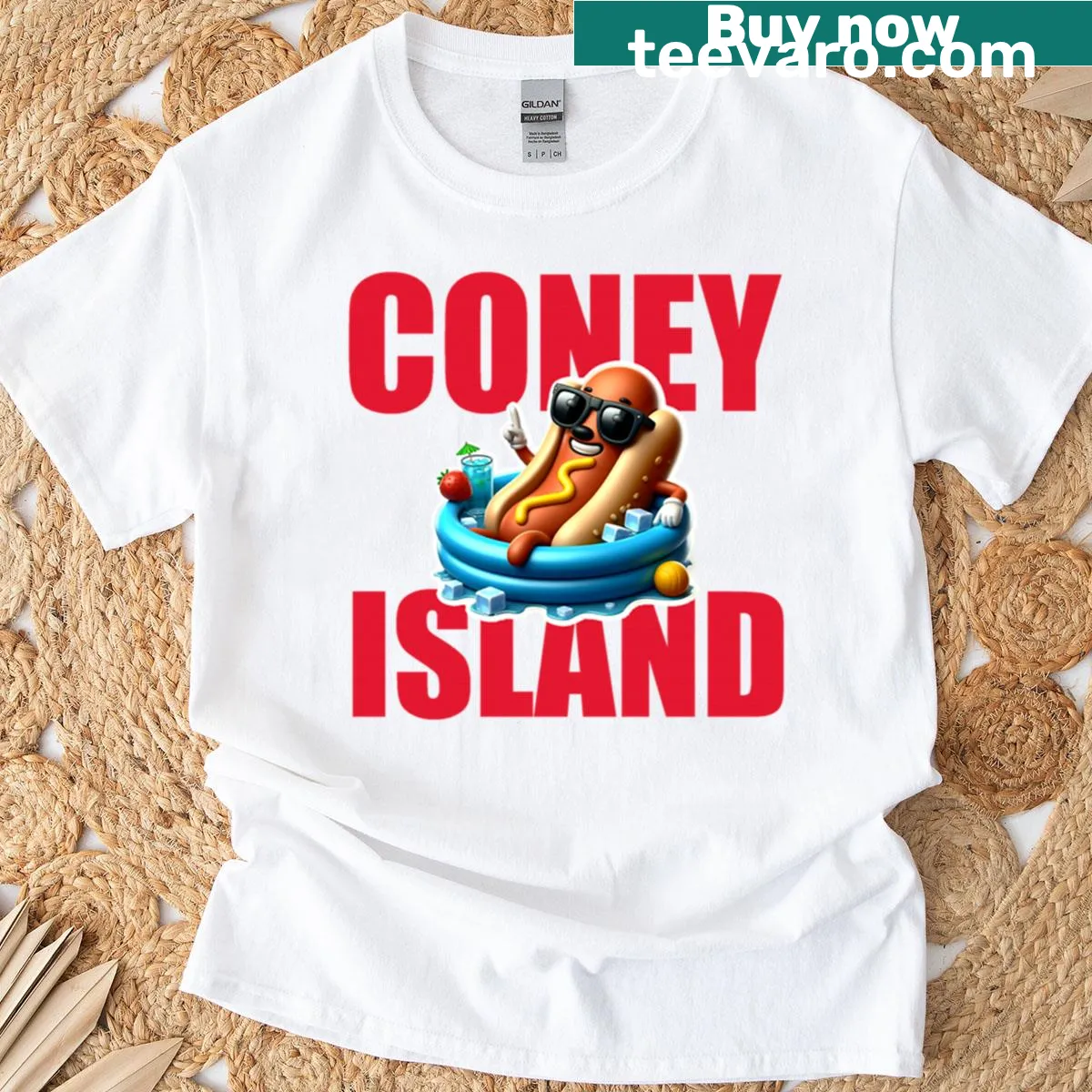 Coney Island T-shirt featuring a cheerful graphic design — on a men's t-shirt