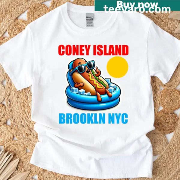 Oversized t-shirt featuring illustrations reminiscent of Coney Island.