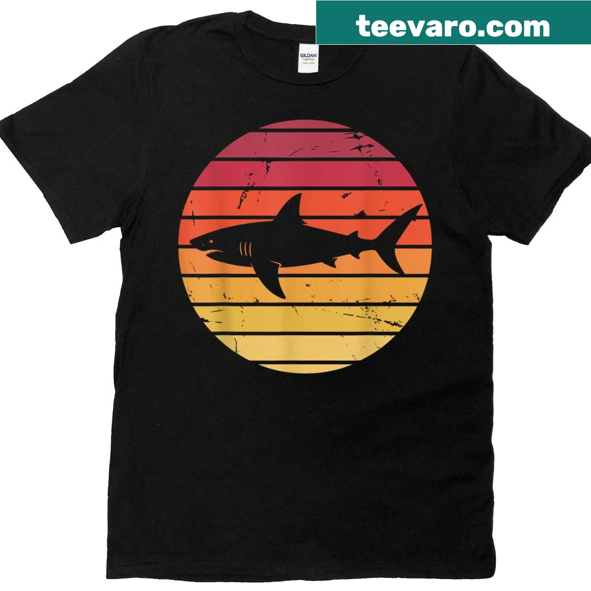 Cartoon shark graphic on T-shirt for shark lovers — on a men's t-shirt