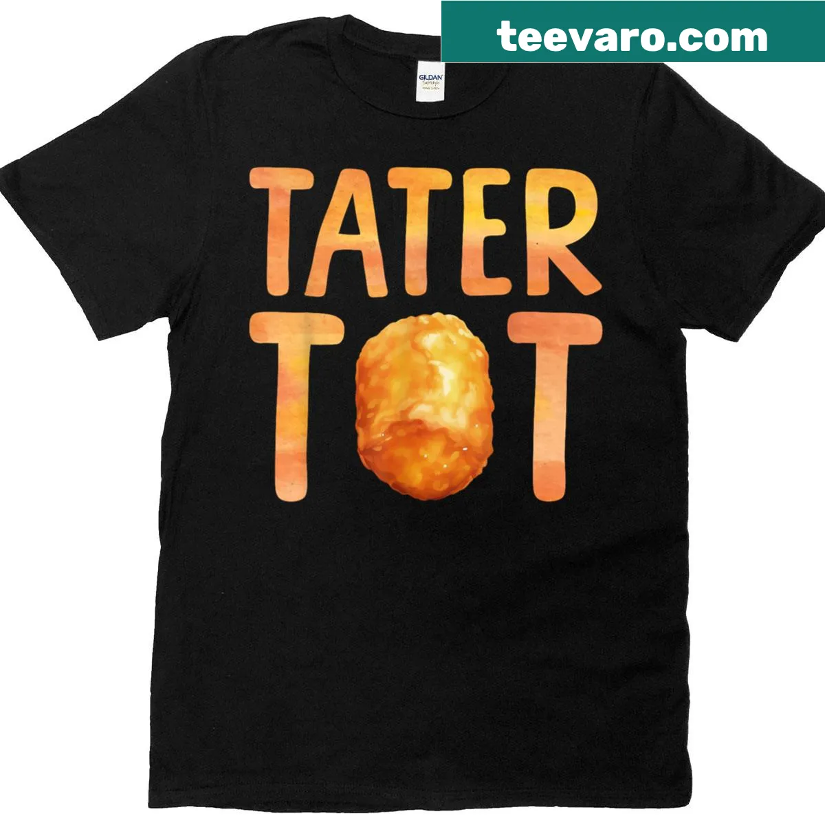 Cute cartoon T-shirt featuring joyful tater tots — on a men's t-shirt