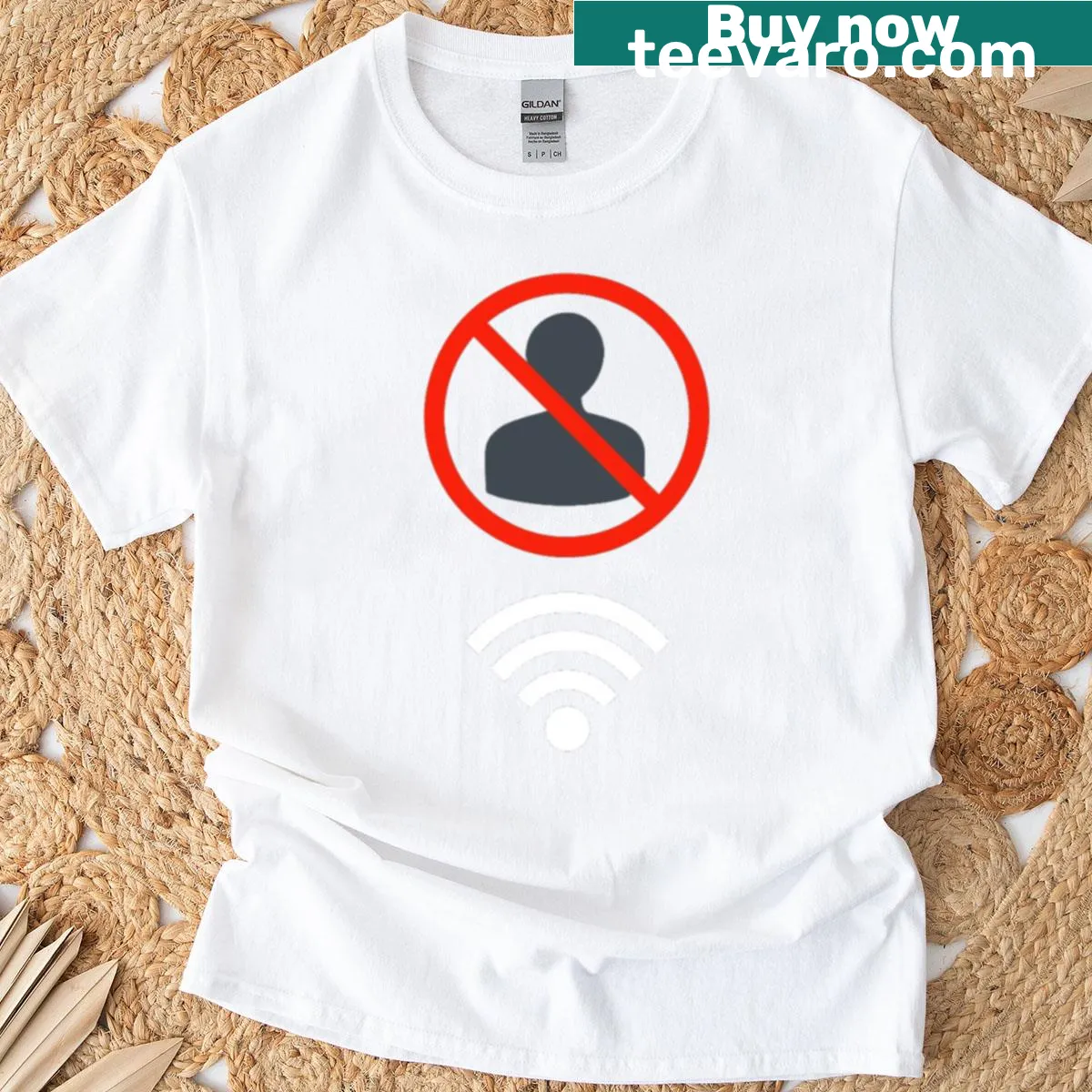 T-shirt featuring the phrase 'Anti-Human Pro-WiFi.' — on a men's t-shirt